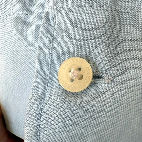 Lauren Ralph Lauren Light Blue Non-Iron Button Down Shirt Monogram Size M Cotton - Picture 7 of 11